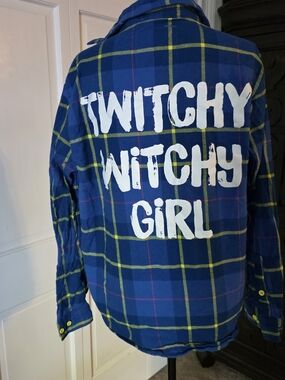 Coraline x Cakeworthy Plaid Button Down Shirt M Blue Flannel